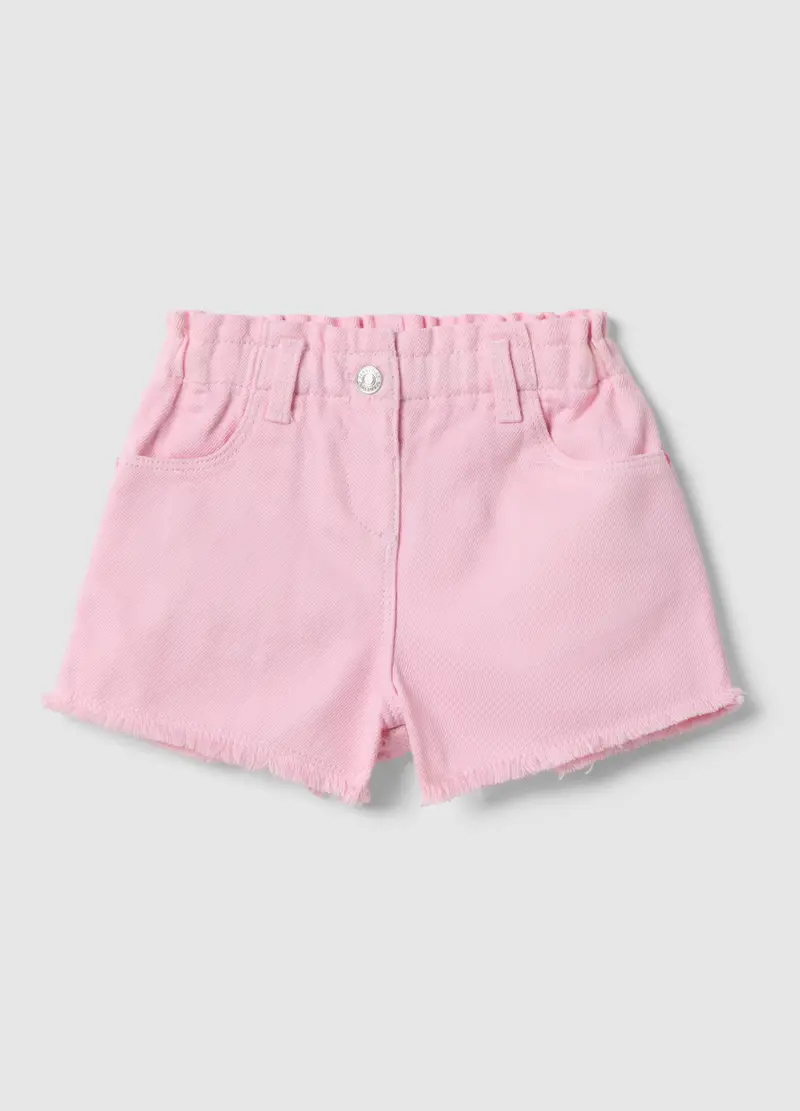 Short In Puro Cotone Rosa Da Bimba Regular Fit Con Frange, Bambina, Rosa