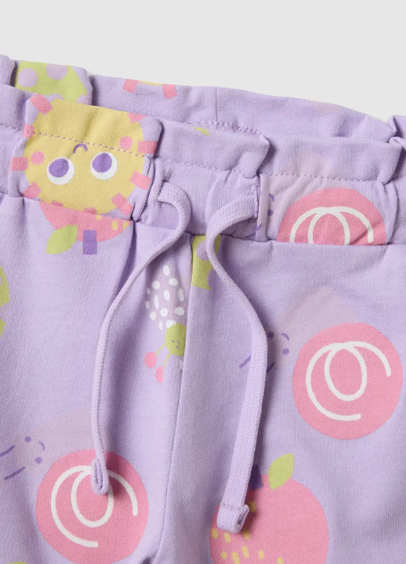 Short In Puro Cotone Viola Da Bimba Regular Fit Con Stampe, Bambina, Viola miniatura 2