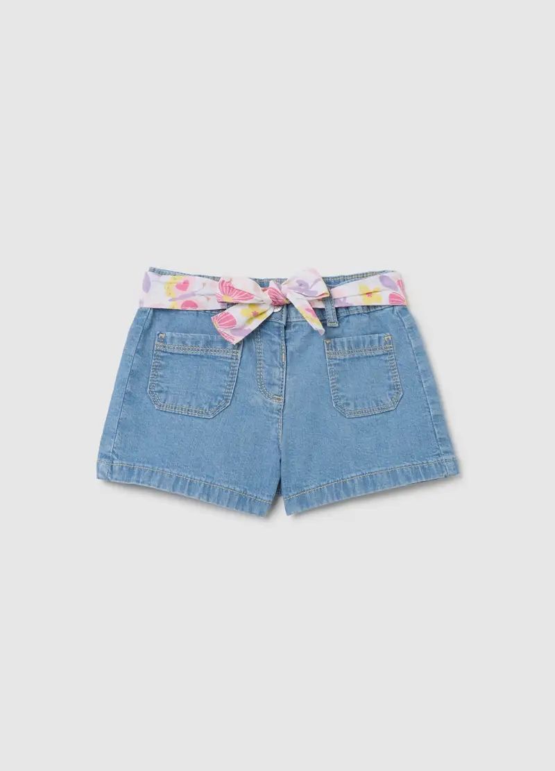 FAGOTTINO, Shorts Da Bambina Blu Regular Fit Con Cintura Regolabile, Denim, Taglia: 18-24