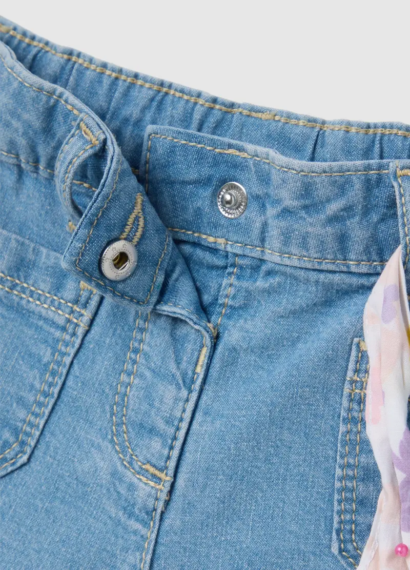 FAGOTTINO, Shorts Da Bambina Blu Regular Fit Con Cintura Regolabile, Denim, Taglia: 18-24 miniatura 2