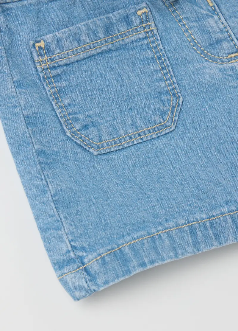 FAGOTTINO, Shorts Da Bambina Blu Regular Fit Con Cintura Regolabile, Denim, Taglia: 18-24 miniatura 3