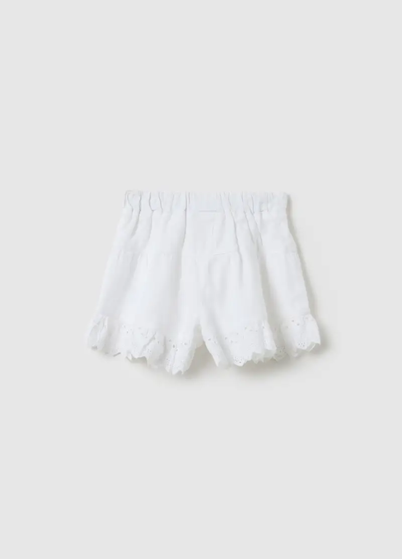 Shorts Da Bambina In Puro Cotone Bianco Regular Fit, Bianco miniatura 2