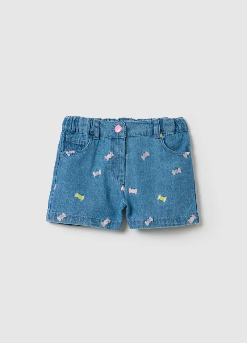 FAGOTTINO, Shorts Da Bambina In Puro Cotone Denim Regular Fit, Denim, Taglia: 9-12
