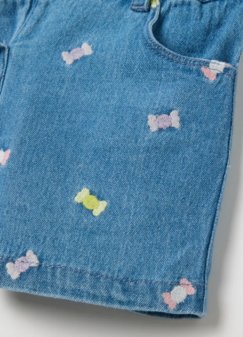 FAGOTTINO, Shorts Da Bambina In Puro Cotone Denim Regular Fit, Denim, Taglia: 9-12 miniatura 2