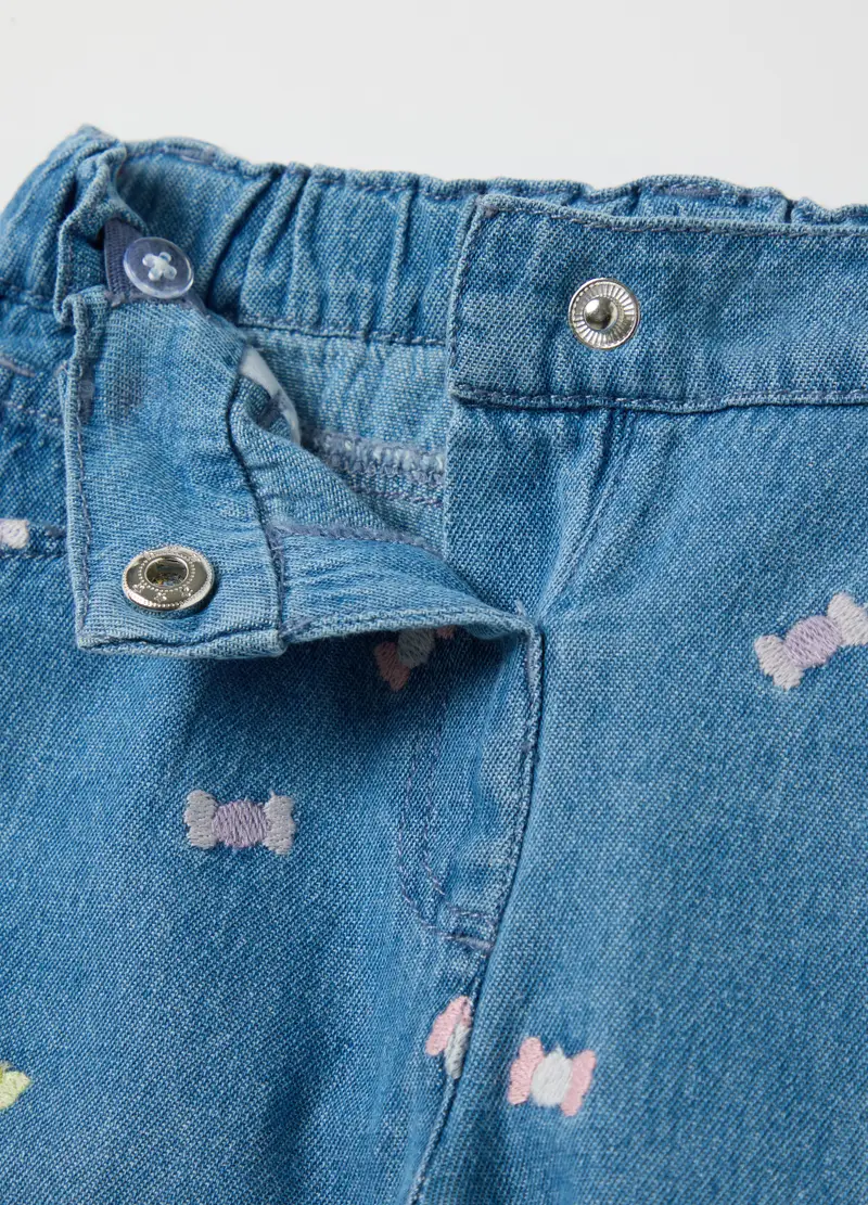 FAGOTTINO, Shorts Da Bambina In Puro Cotone Denim Regular Fit, Denim, Taglia: 9-12 miniatura 3