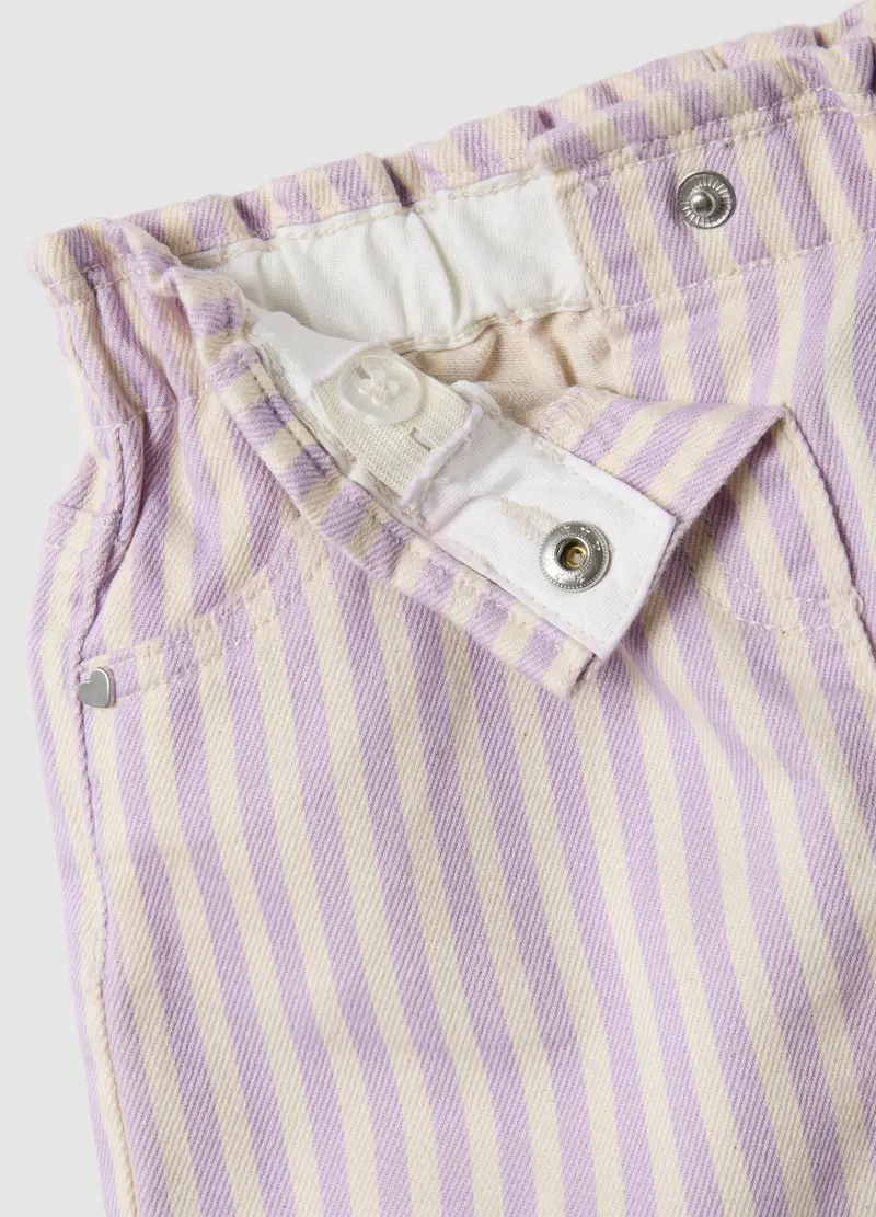 Shorts In Puro Cotone A Righe Multicolor Da Bimba Regular Fit, Bambina, Multicolor miniatura 3