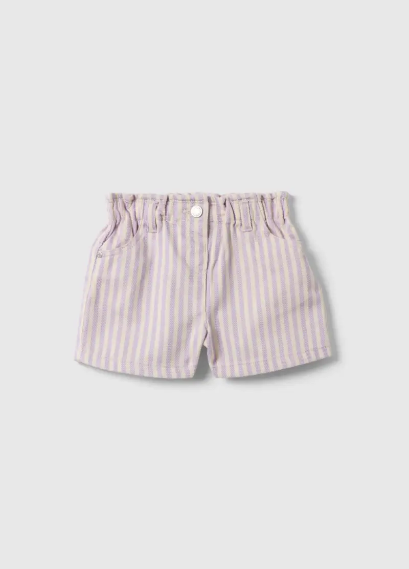 Shorts In Puro Cotone A Righe Multicolor Da Bimba Regular Fit, Bambina, Multicolor