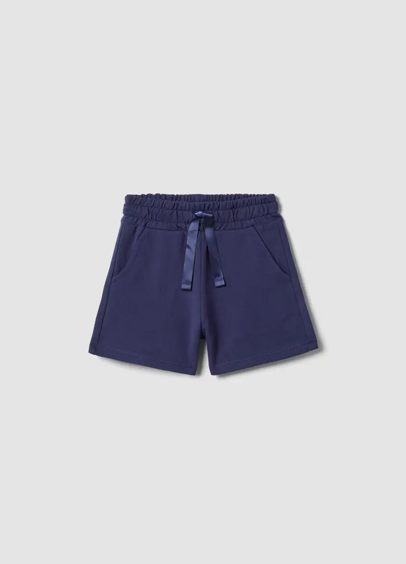 Shorts In Puro Cotone Blu Da Bimba Regular Fit, Bambina, Blu