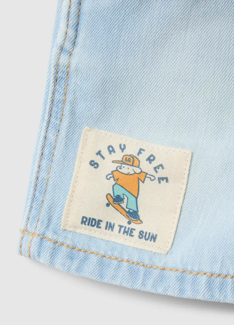 Shorts In Puro Cotone Denim Azzurri Da Bimbo Regular Fit, Bambino, Azzurro miniatura 3