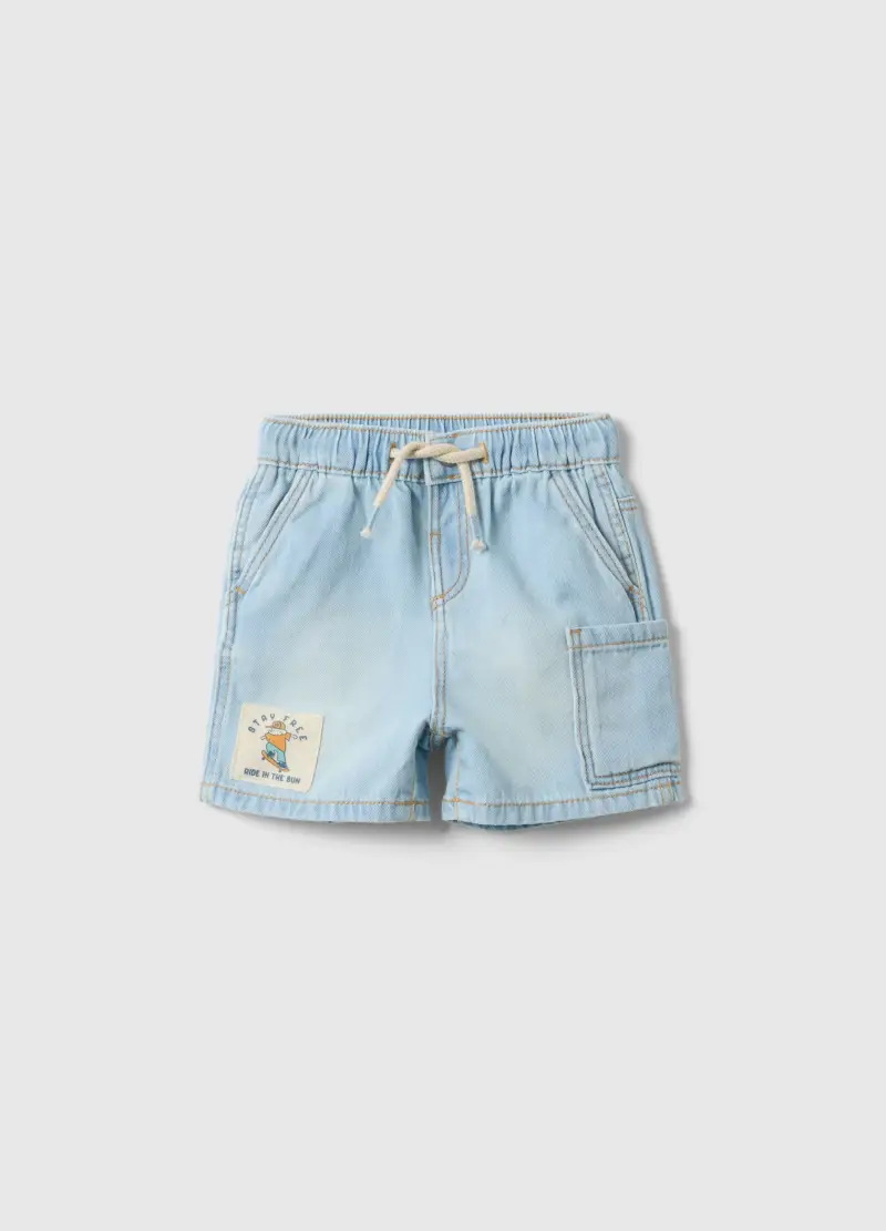 Shorts In Puro Cotone Denim Azzurri Da Bimbo Regular Fit, Bambino, Azzurro