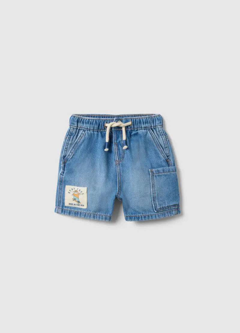 Shorts In Puro Cotone Denim Blu Da Bimbo Regular Fit, Bambino, Denim