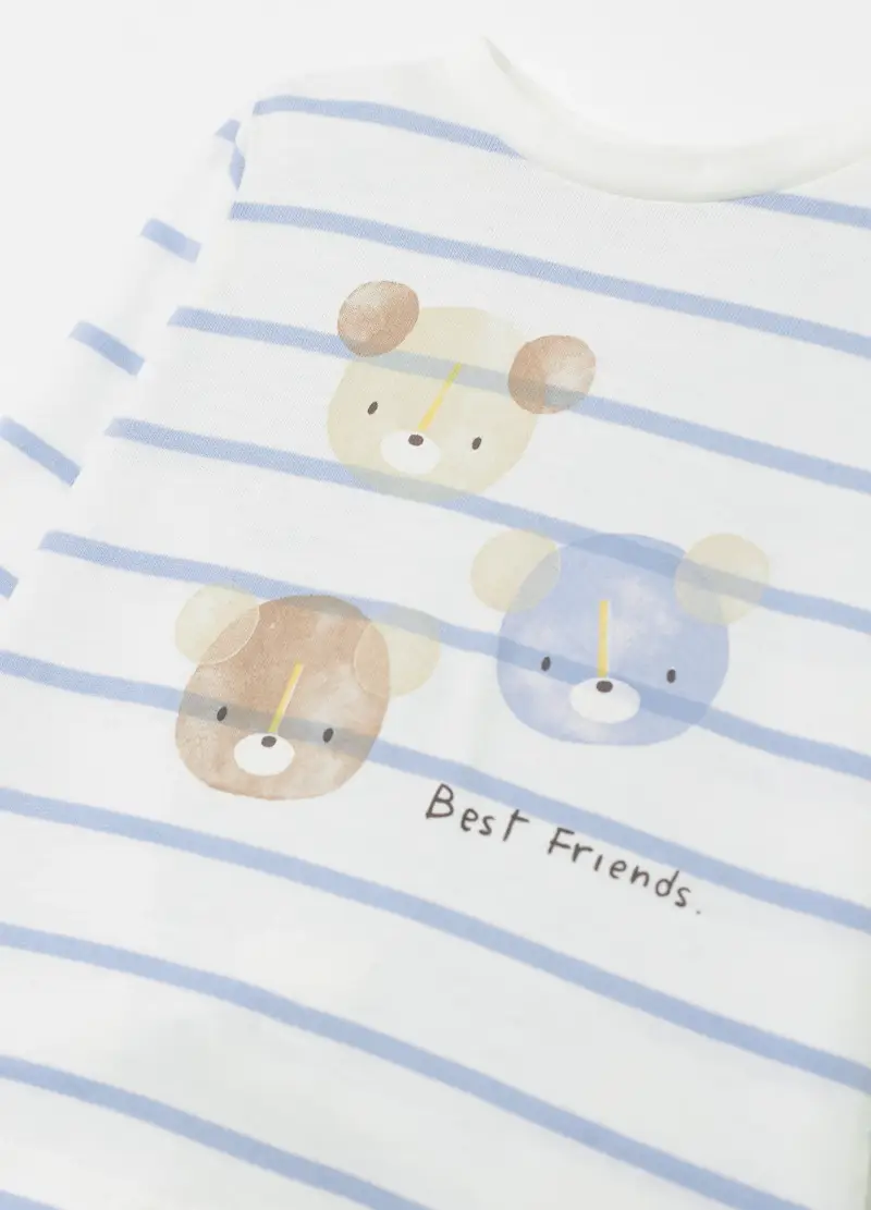 T-shirt A Maniche Lunghe Con Stampa Orsetti, Neonato, Multicolor miniatura 3