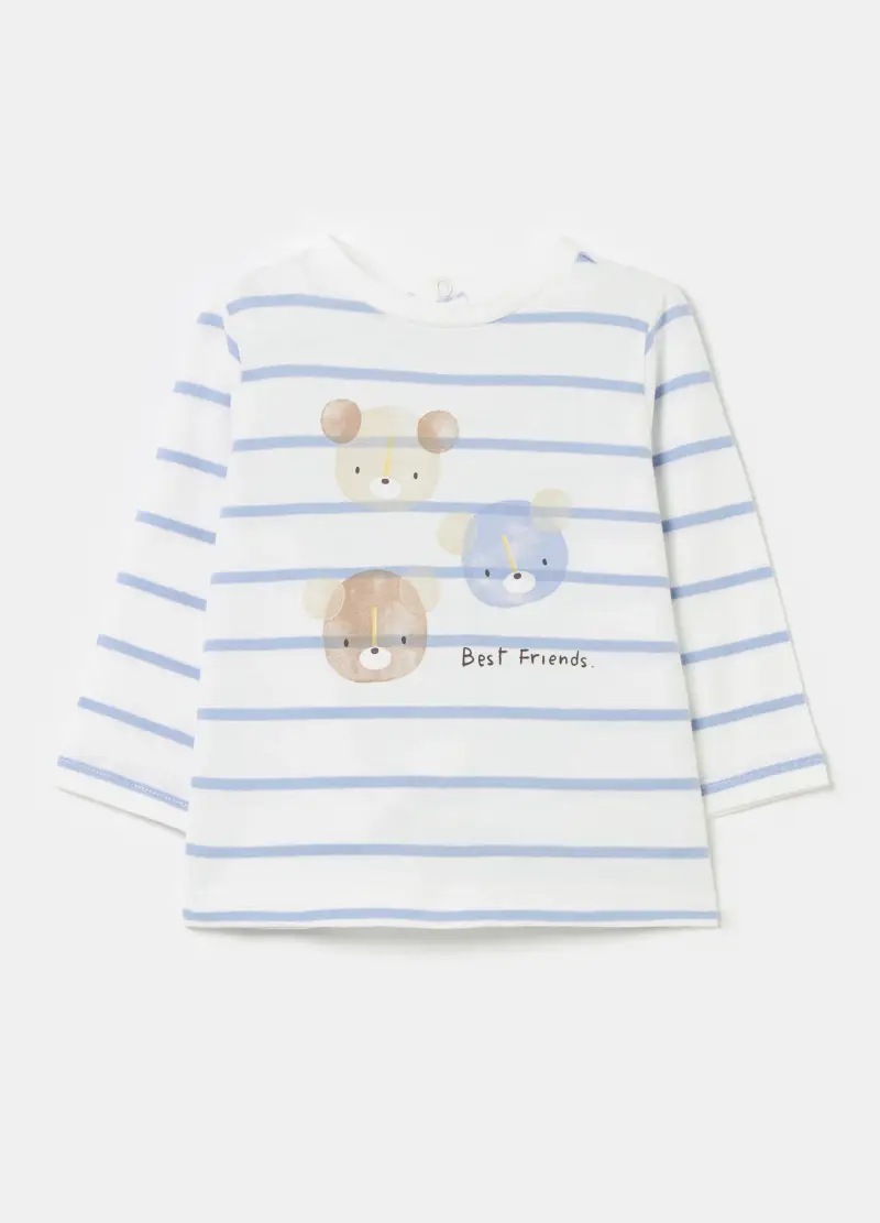 T-shirt A Maniche Lunghe Con Stampa Orsetti, Neonato, Multicolor