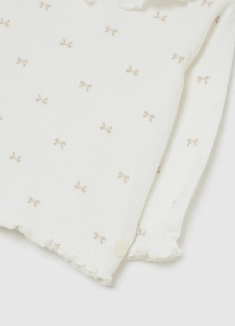 T-shirt Bianca Da Neonata In Misto Cotone Regular Fit Con Fiocchi, Bianco miniatura 3