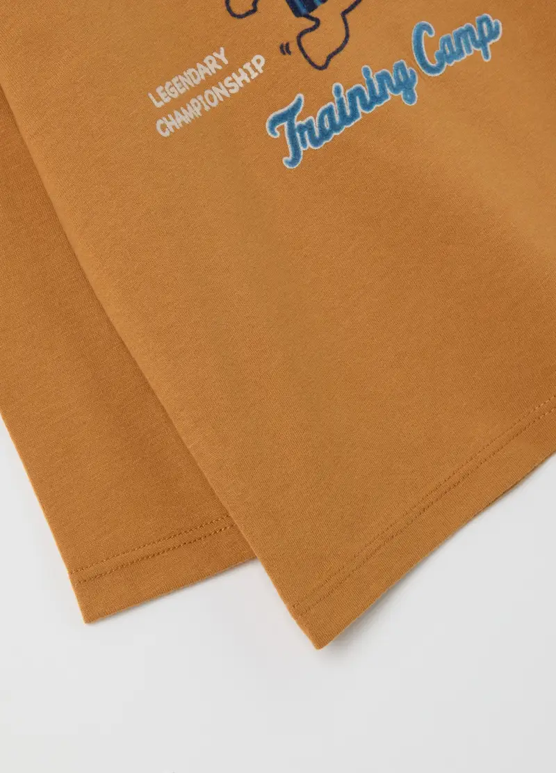 T-shirt Da Bambino In Puro Cotone Marrone Con Orsetto, Marrone miniatura 3