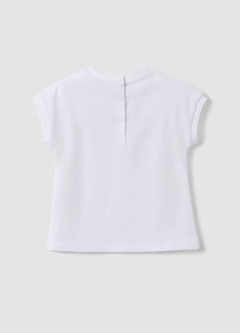 T-shirt In Cotone Elasticizzato Bianca Da Bimba Regular Fit Con Ricami, Bambina, Bianco miniatura 2