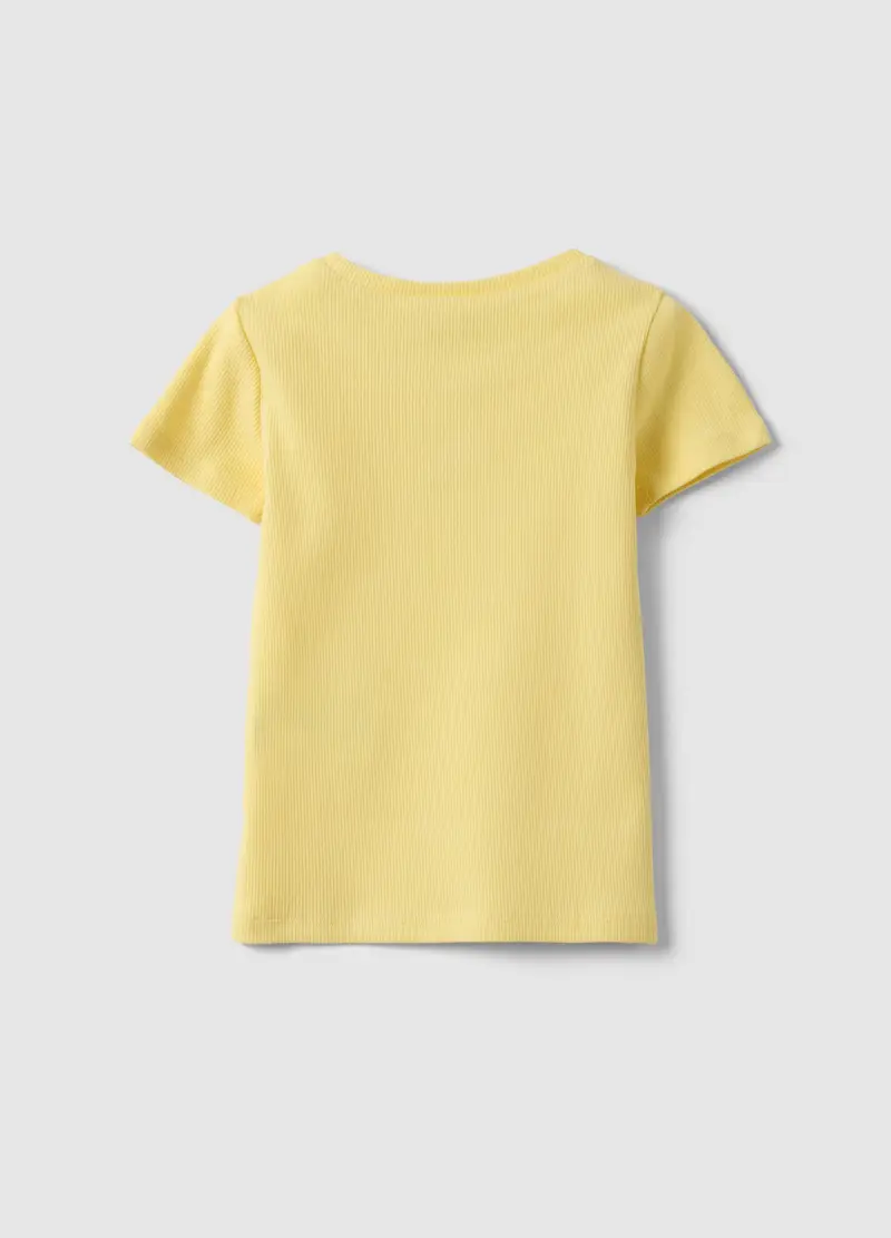 T-shirt In Cotone Elasticizzato Gialla Da Bimba Con Arcobaleno, Bambina, Giallo miniatura 2