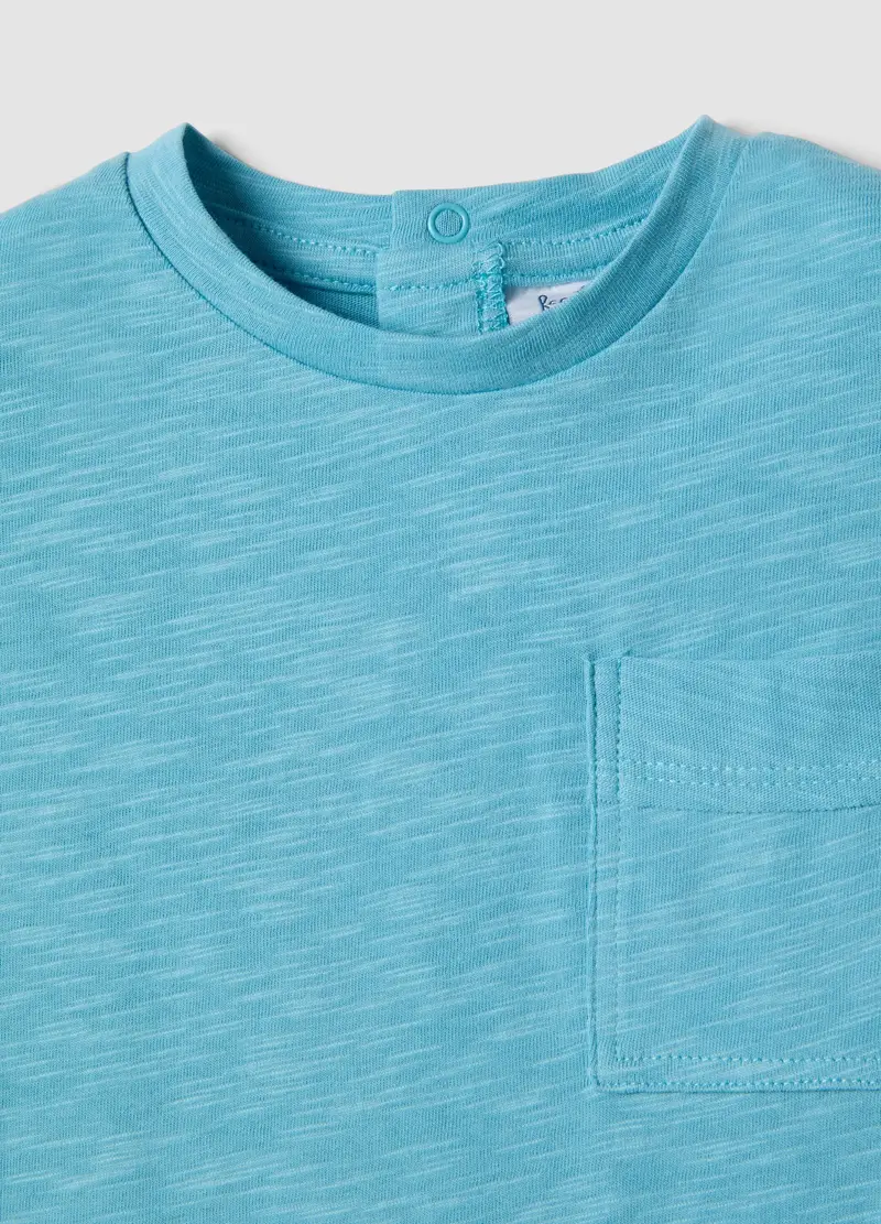 T-shirt In Puro Cotone Azzurro Da Bimbo Regular Fit Con Tasca, Bambino, Azzurro miniatura 3