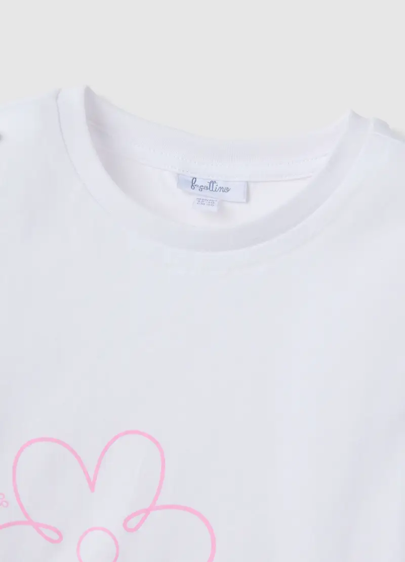 T-shirt In Puro Cotone Bianca Da Bimba Regular Fit Con Stampa, Bambina, Bianco miniatura 3