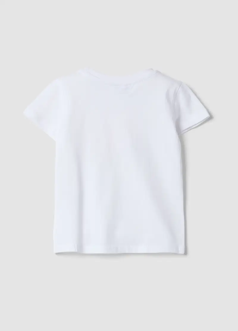 T-shirt In Puro Cotone Bianca Da Bimba Regular Fit Con Stampa, Bambina, Bianco miniatura 2