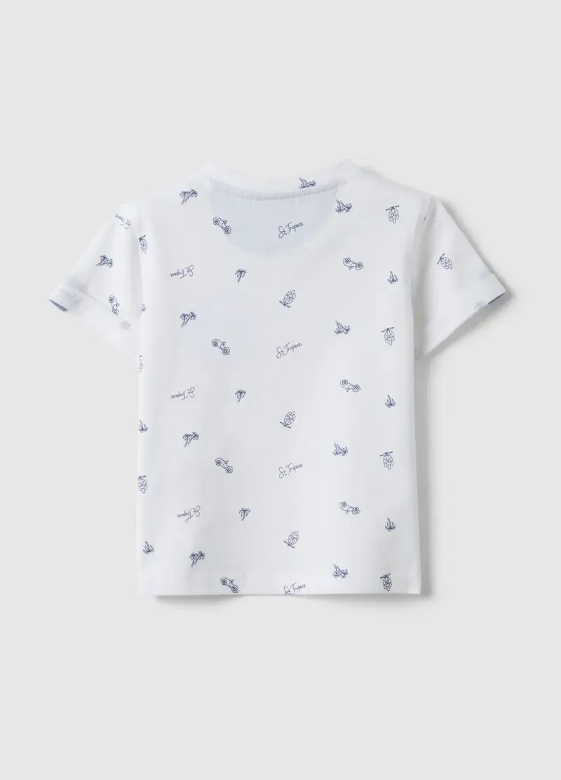 T-shirt In Puro Cotone Bianca Da Bimbo Regular Fit Con Disegni, Bambino, Bianco miniatura 2