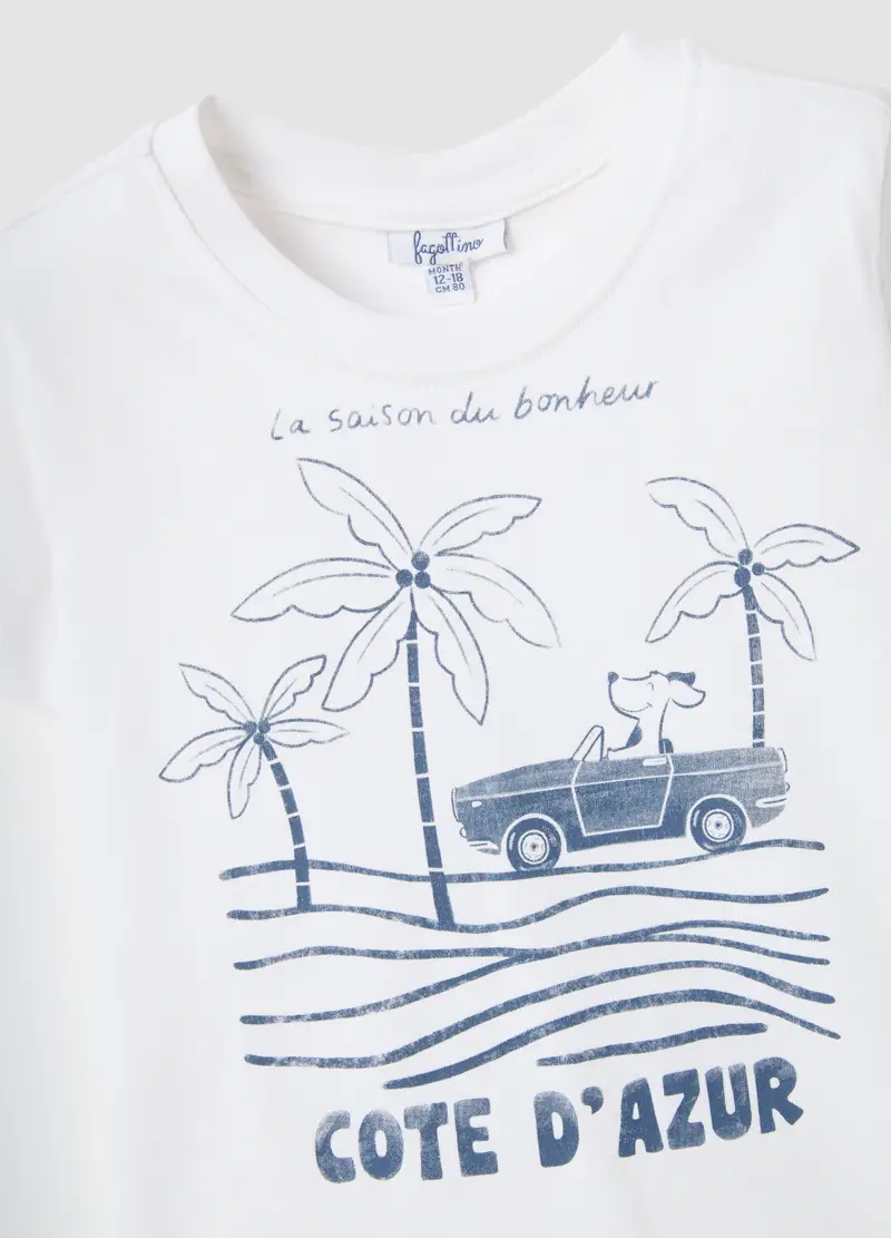 T-shirt In Puro Cotone Bianca Da Bimbo Regular Fit Con Stampa, Bambino, Bianco miniatura 3