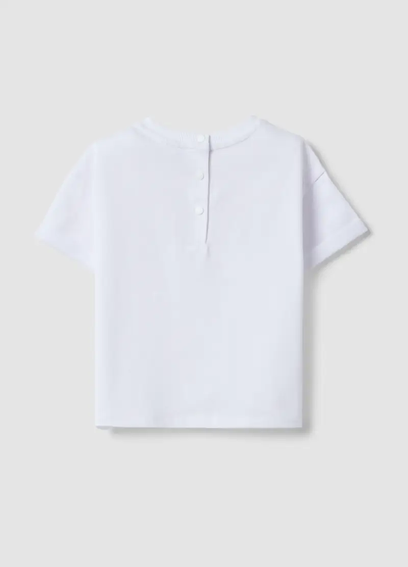 T-shirt In Puro Cotone Bianco Da Bimba Regular Fit Con Ricamo E Fiocco, Bambina, Bianco miniatura 2