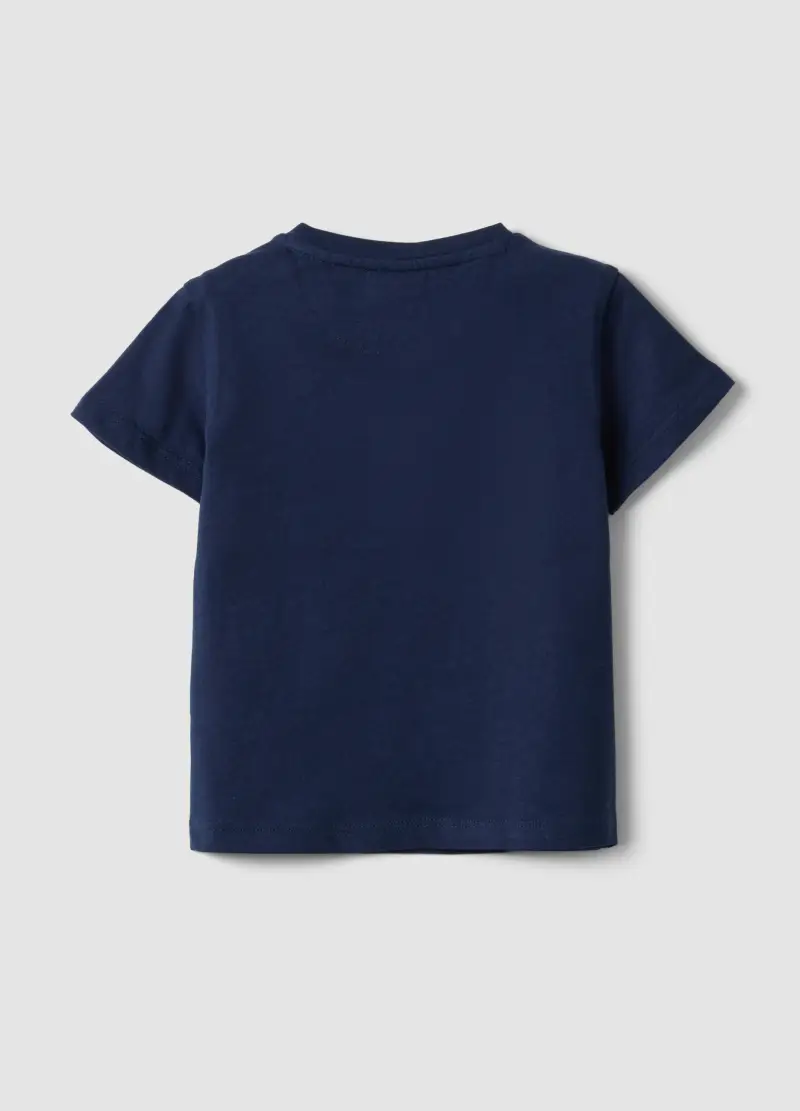 T-shirt In Puro Cotone Blu Da Bimbo Regular Fit Con Macchina Ricamata, Bambino, Blu miniatura 2