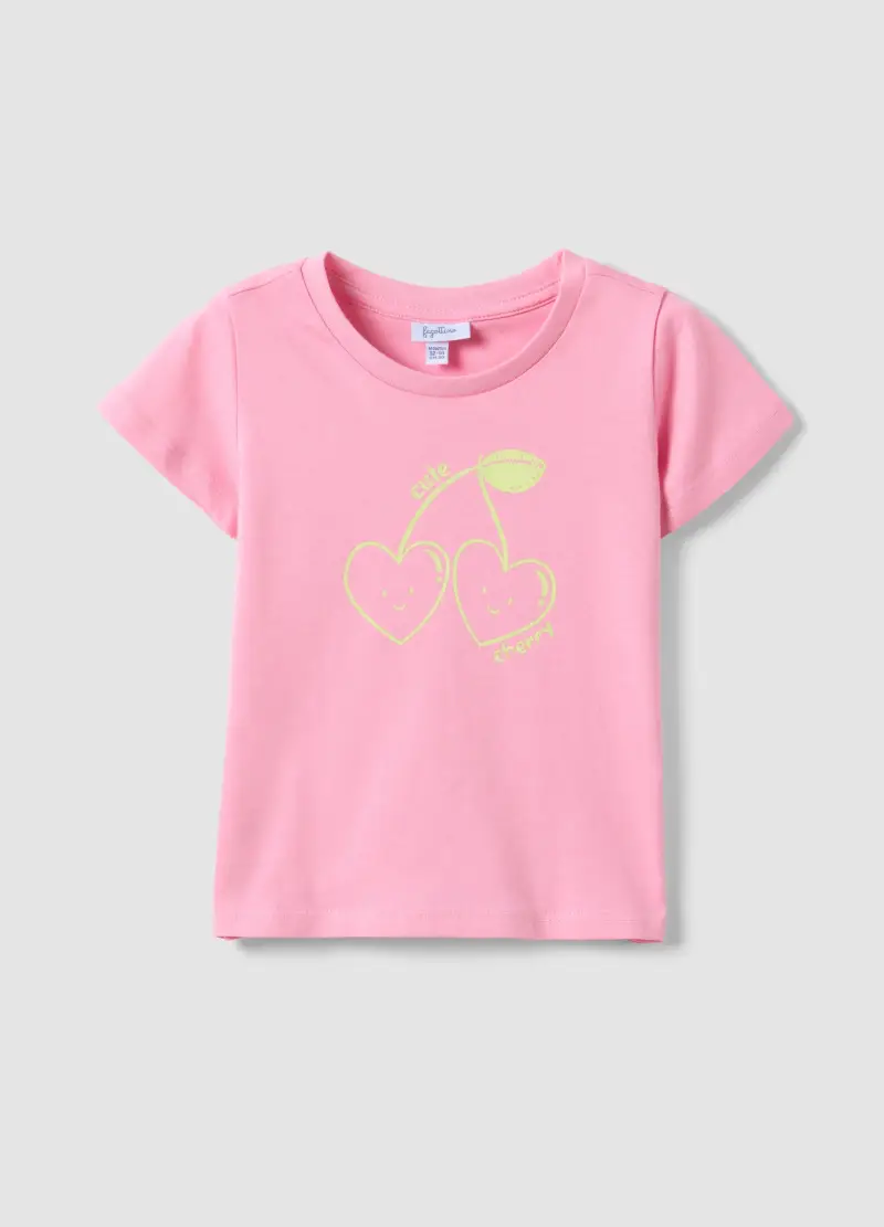T-shirt In Puro Cotone Rosa Da Bimba Regular Fit Con Stampa, Bambina, Rosa