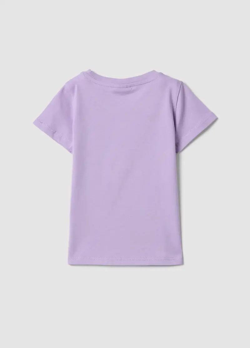 T-shirt In Puro Cotone Viola Da Bimba Regular Fit Con Stampa, Bambina, Viola miniatura 2