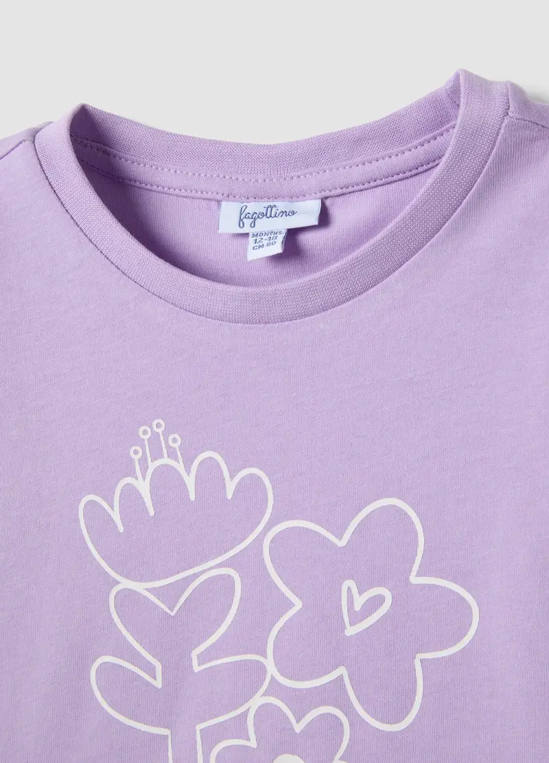T-shirt In Puro Cotone Viola Da Bimba Regular Fit Con Stampa, Bambina, Viola miniatura 3