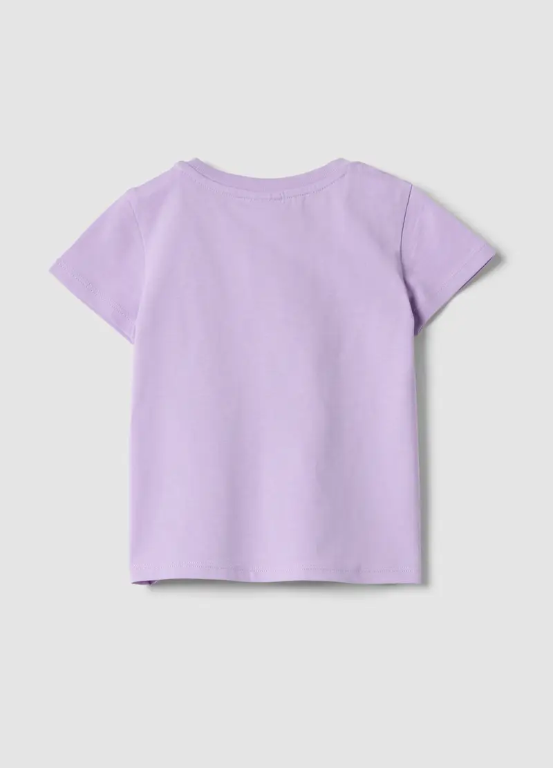 T-shirt In Puro Cotone Viola Da Bimba Regular Fit Con Stampa Floreale, Bambina, Viola miniatura 2