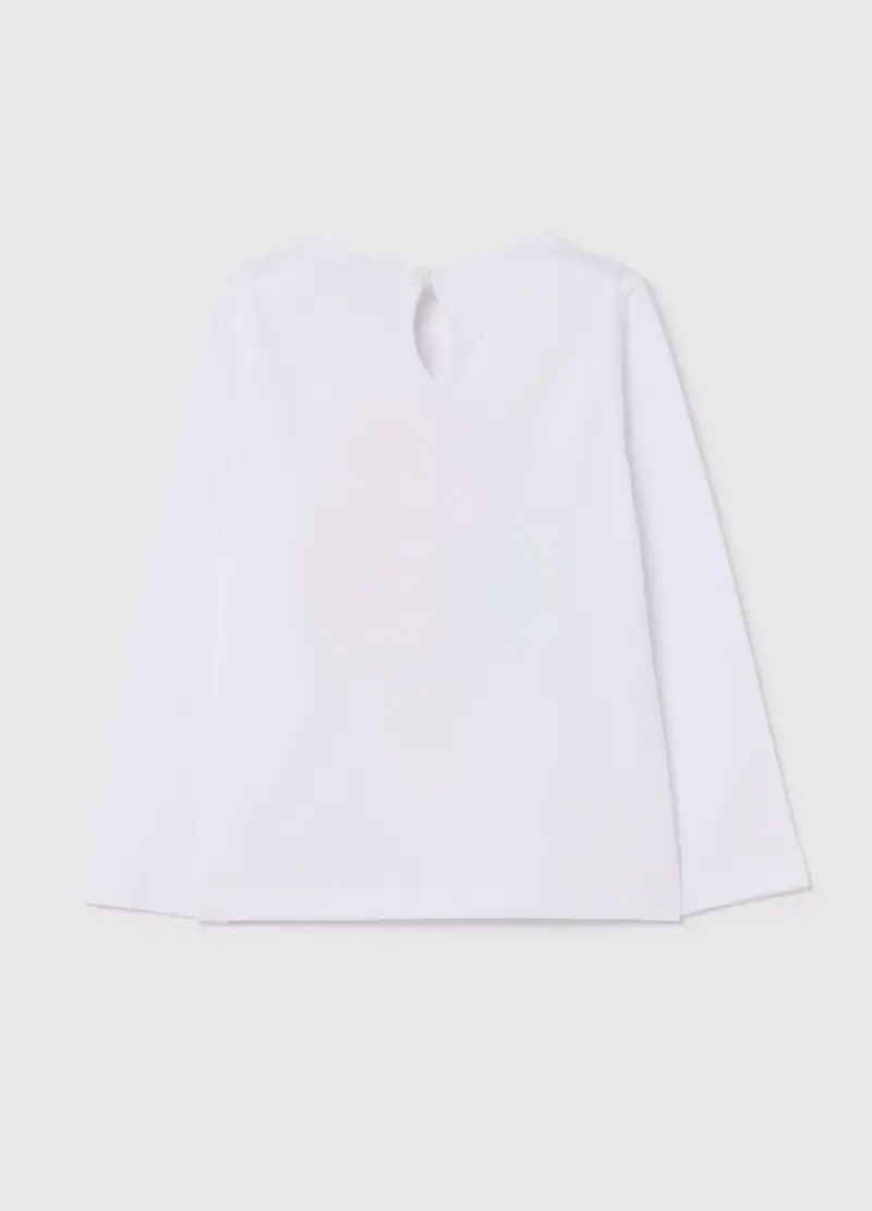 T-shirt Maniche Lunghe Stampa Glitterata Gelato, Bambina, Bianco miniatura 2