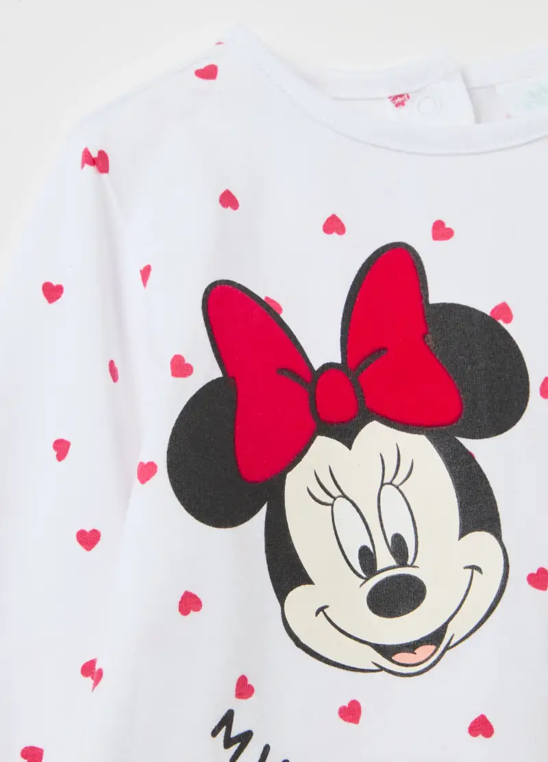 T-shirt Maniche Lunghe Stampa Minnie E Topolino, Bambina, Bianco miniatura 3