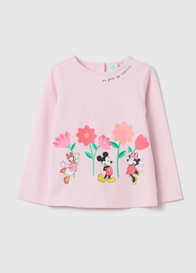T-shirt Maniche Lunghe Stampa Paperina Topolino E Minnie, Bambina, Rosa