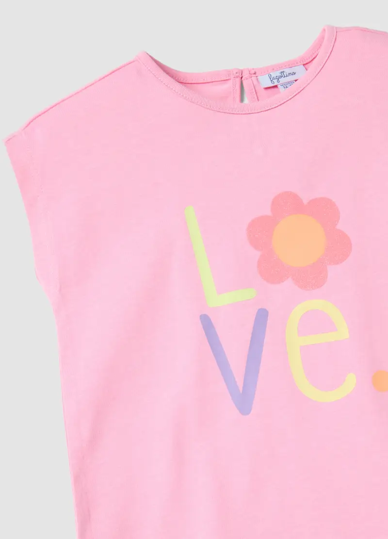 T-shirt Senza Maniche In Puro Cotone Rosa Da Bimba Regular Fit, Bambina, Rosa miniatura 3