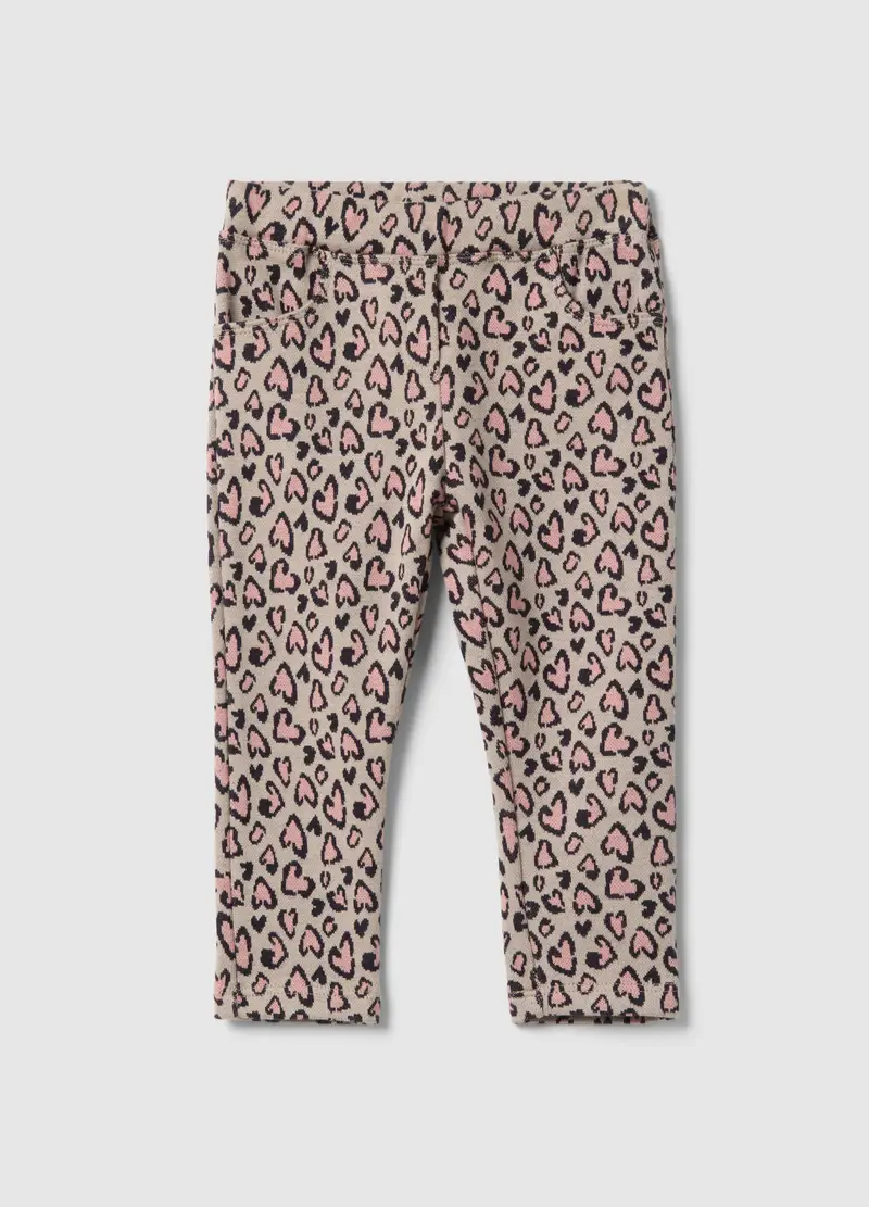 Treggings Slim Fit Leopardati In Cotone Elasticizzato Per Bimba, Bambina, Multicolor