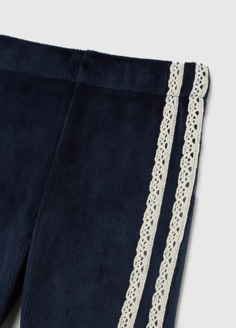 Treggins Blu Da Bimba In Velour Con Pizzo Vestibilità Flare, Bambina, Blu miniatura 3