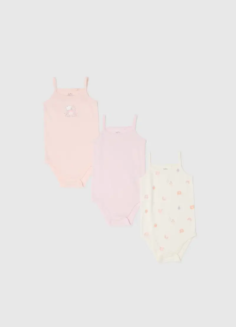 Tripack Body In Puro Cotone Biologico Multicolor Da Neonata, Bambina, Multicolor