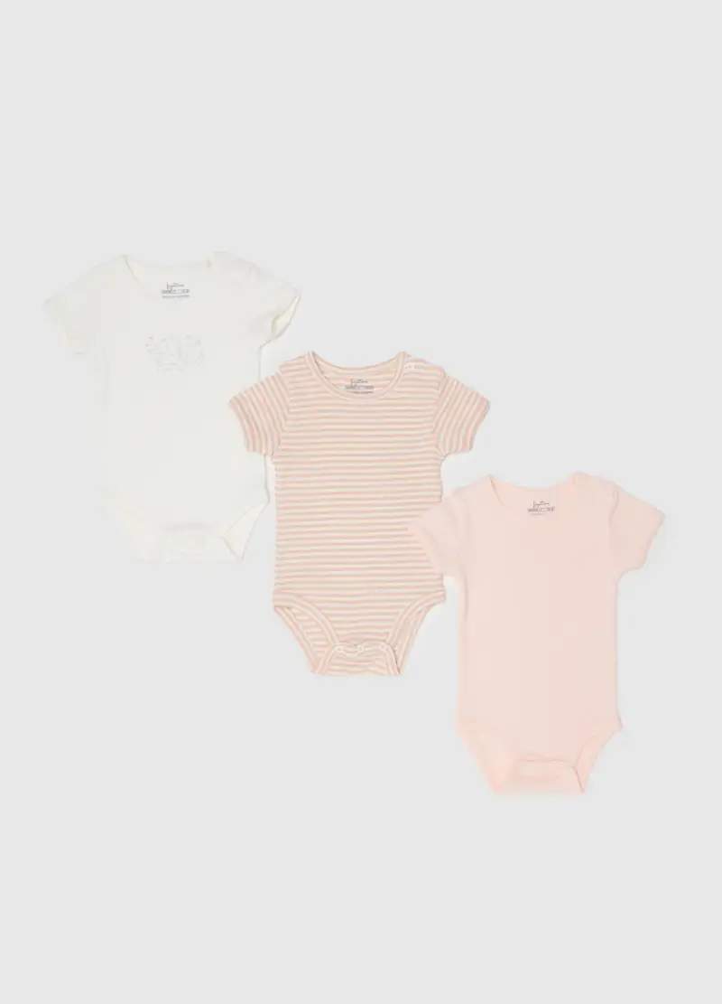 Tripack Body In Puro Cotone Multicolor Con Chiusura A Bottoni Per Neonati, Neonata, Multicolor