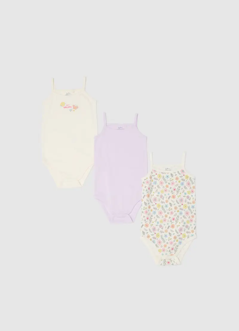Tripack Body In Puro Cotone Multicolor Da Neonata, Bambina, Multicolor