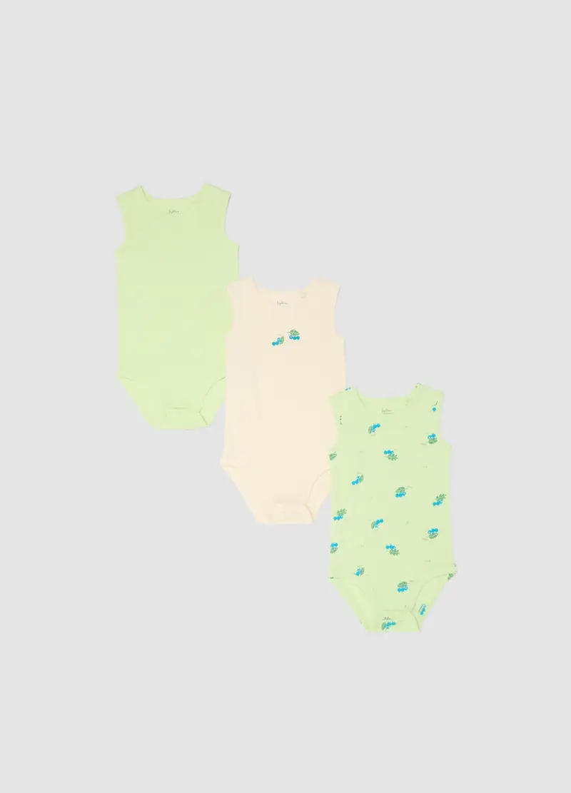 Tripack Body In Puro Cotone Multicolor Da Neonato Con Formiche, Bambino, Multicolor