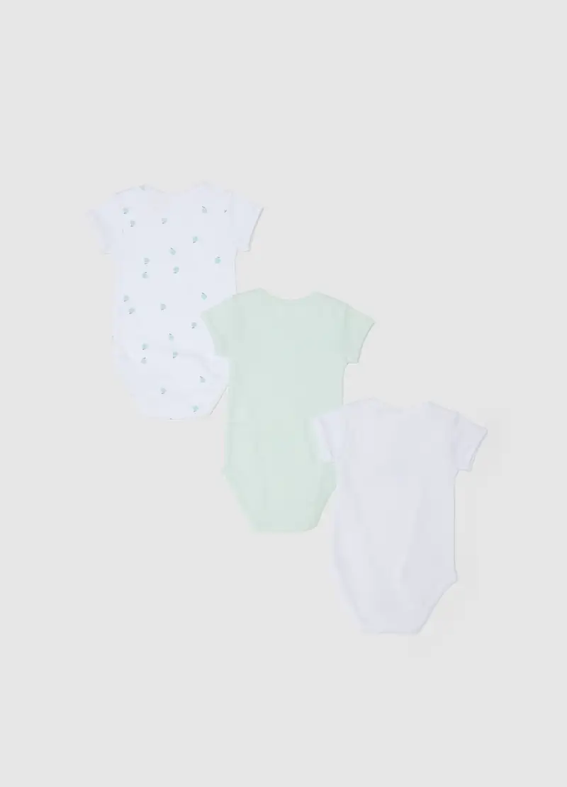 Tripack Body In Puro Cotone Multicolor Da Neonato Con Frutta, Multicolor miniatura 2