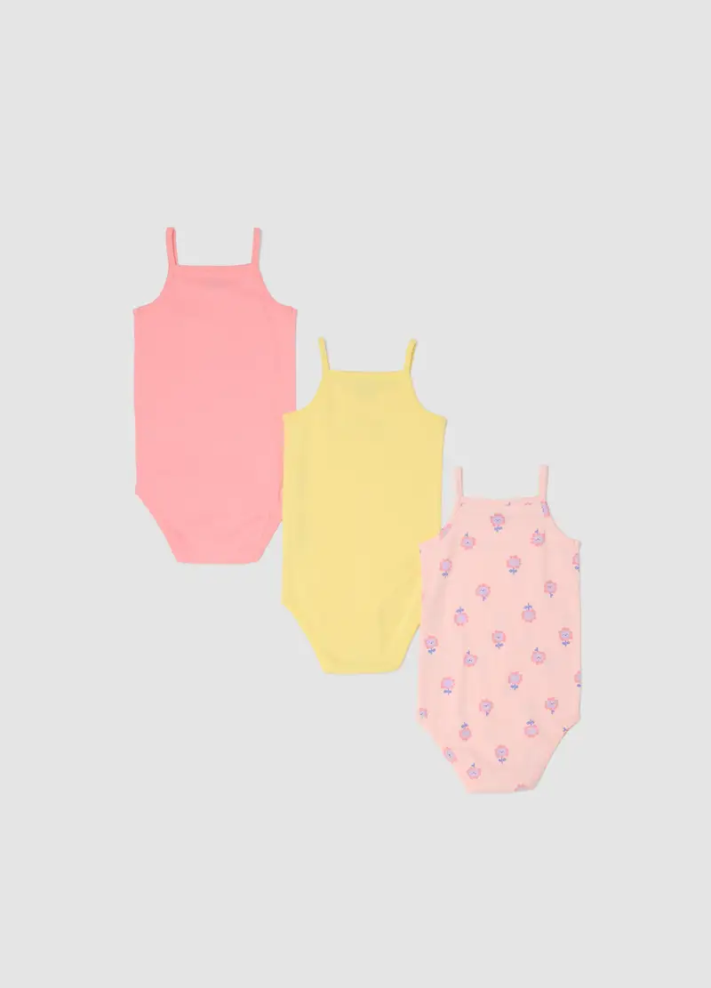 Tripack Body Senza Maniche In Puro Cotone Multicolor Da Neonata, Bambina, Multicolor miniatura 2