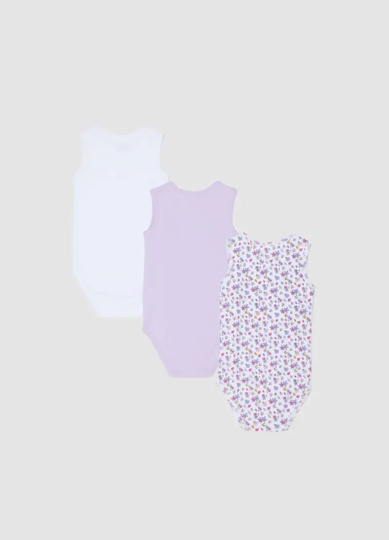 Tripack Body Senza Maniche In Puro Cotone Multicolor Da Neonata, Bambina, Multicolor miniatura 2