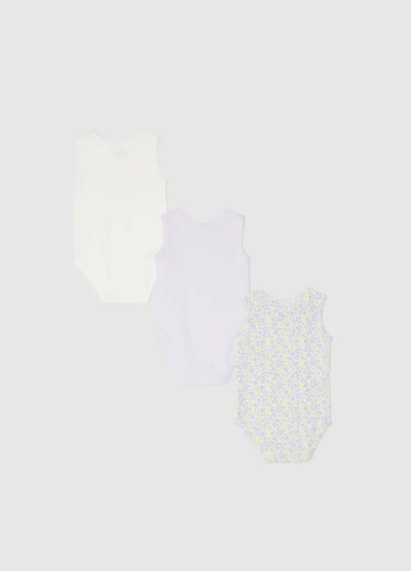 Tripack Body Senza Maniche In Puro Cotone Multicolor Da Neonata, Multicolor miniatura 2