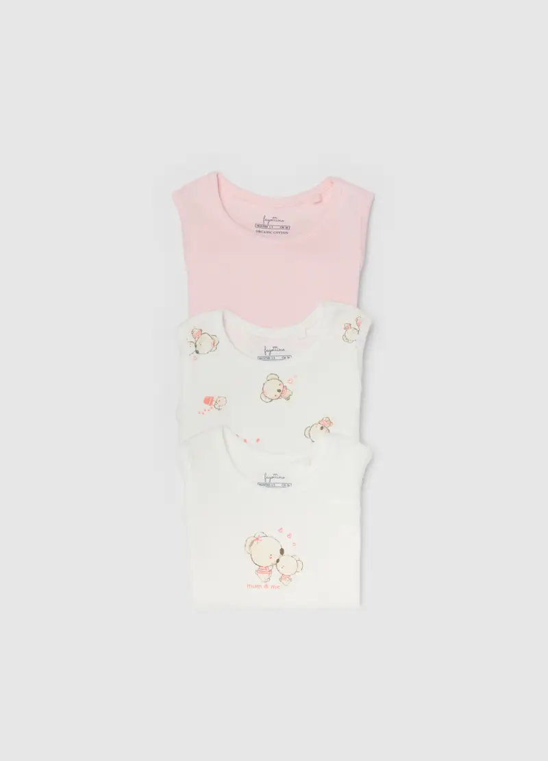 Tripack Body Senza Maniche In Puro Cotone Multicolor Da Neonata, Multicolor miniatura 3