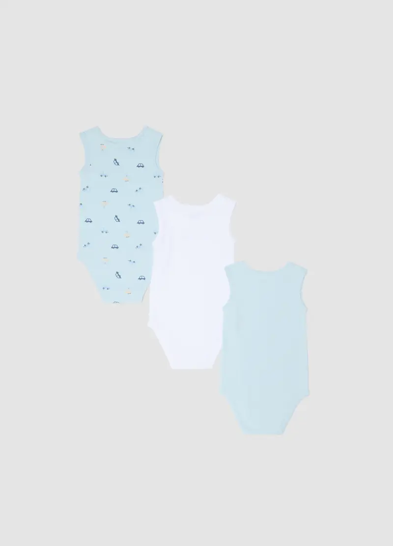 Tripack Body Senza Maniche In Puro Cotone Multicolor Da Neonato, Bambino, Multicolor miniatura 2