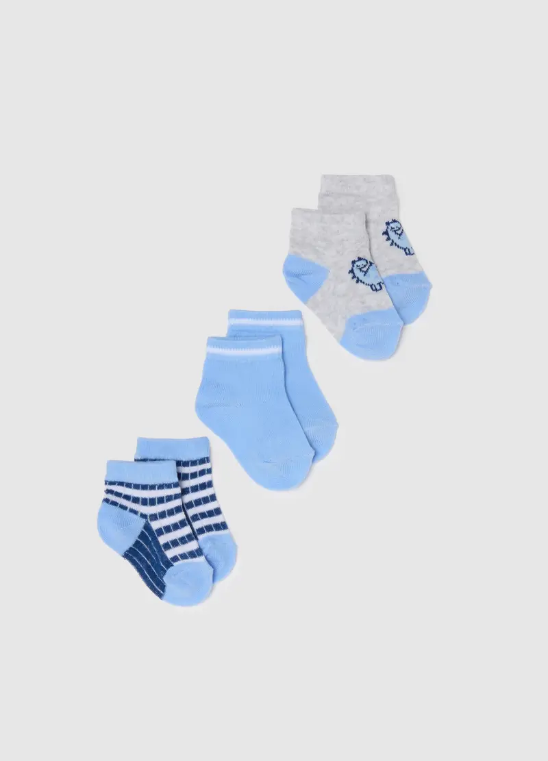 Tripack Calze In Misto Cotone Multicolor Da Neonato Con Disegni, Bambino, Multicolor