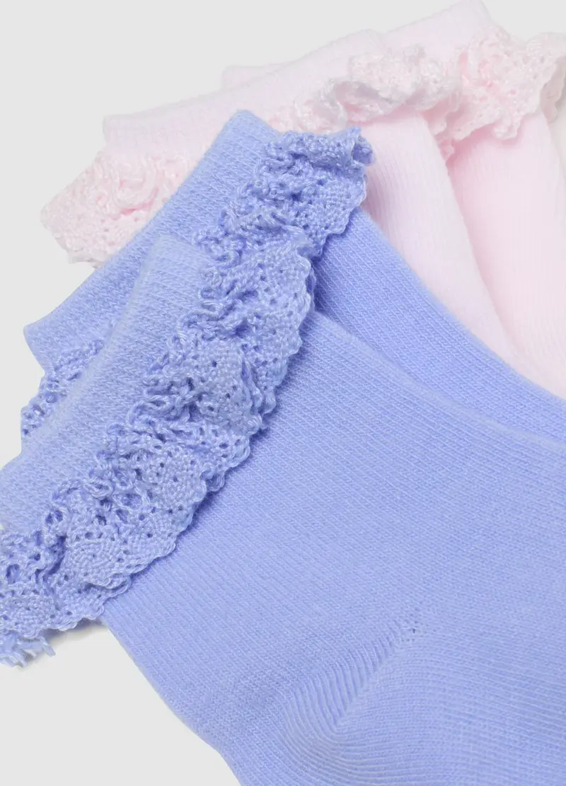 Tripack Calzini In Misto Cotone Multicolor Da Neonata Con Pizzo, Bambina, Multicolor miniatura 2